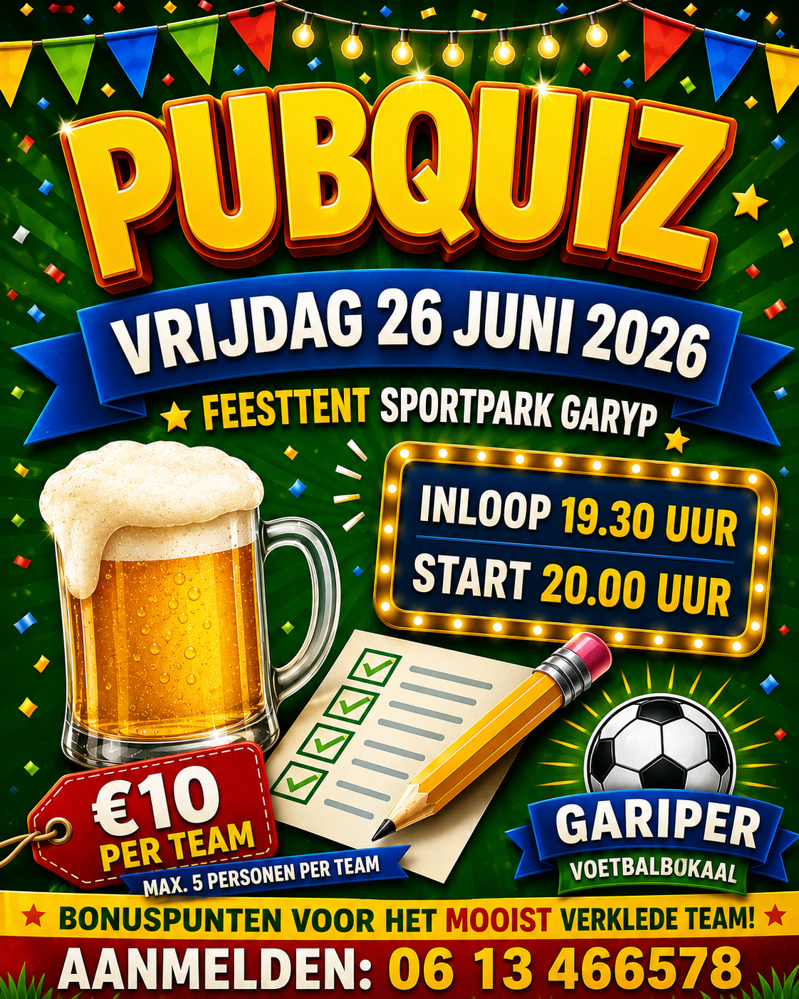 Pubquiz Gariper Voetbalbokaal 2026